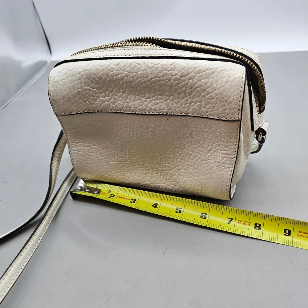 Kate Spade New York Cream Pebbled Leather Camera Crossbody Bag Gold Hardware